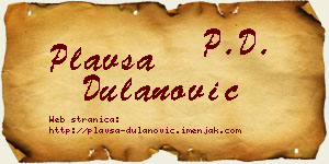 Plavša Dulanović vizit kartica